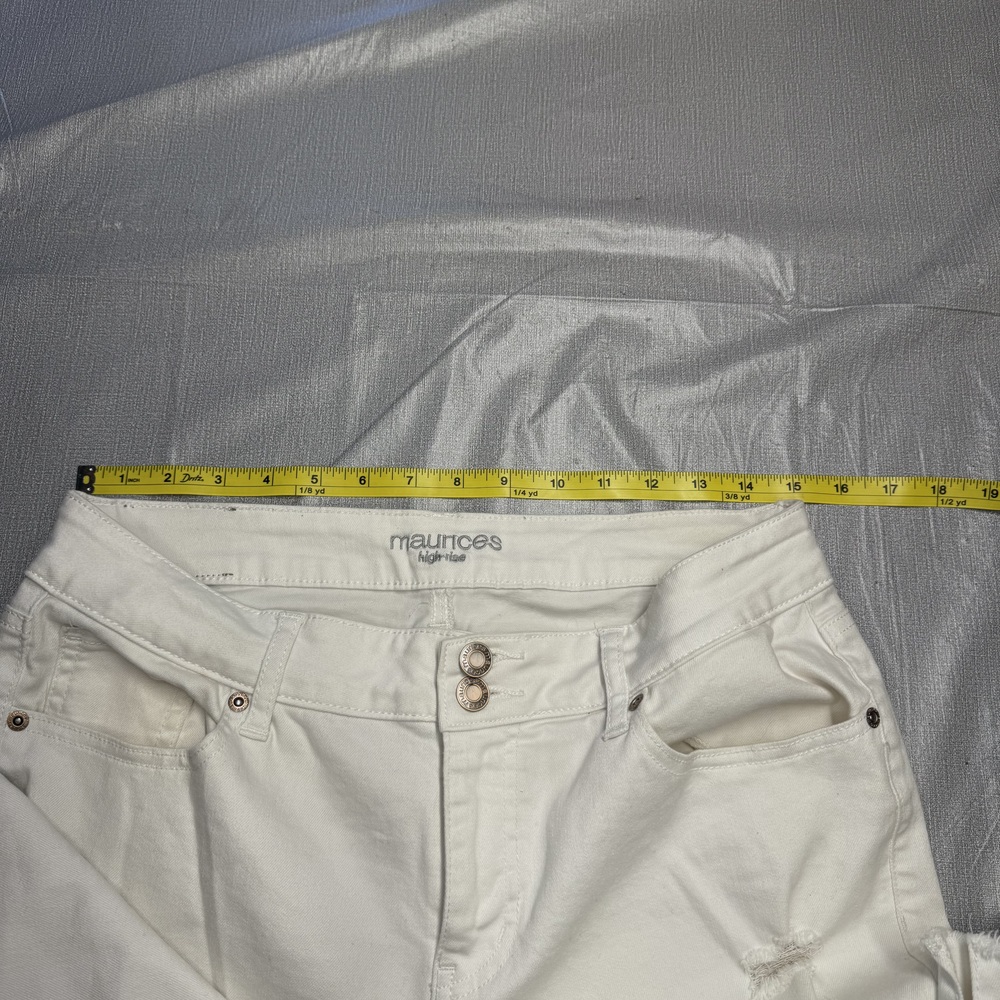 Maurices High Rise Skinny Jeans Womens Size 12 White Distressed - Picture 7 of 9